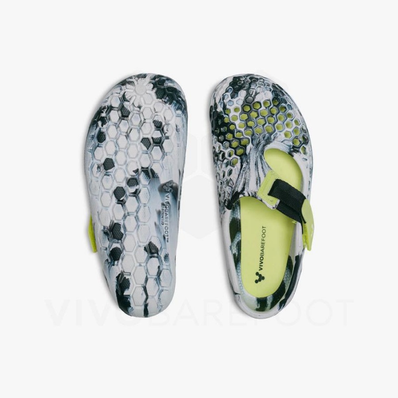 Sandalias Vivobarefoot Ultra Bloom Niños Obsidian Blancas | CL006GY