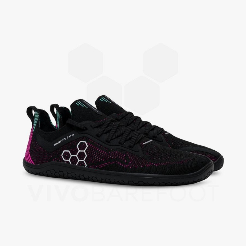 Zapatillas Running Carretera Vivobarefoot Primus Lite Knit Mujer Obsidian Rosas | CL212IR