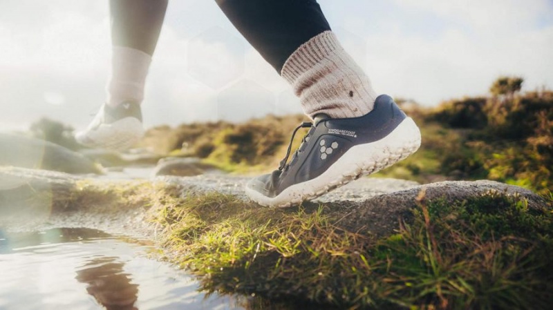 Zapatillas Trail Running Vivobarefoot Primus Trail II FG Mujer Azules Oscuro Blancas | CL195ZD